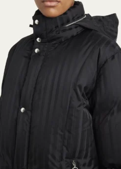 SETCHUJacquard Stripe Down Hooded Jacket