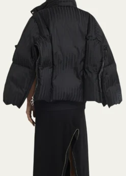 SETCHUJacquard Stripe Down Hooded Jacket