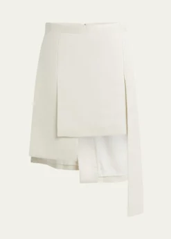 SETCHULayered Asymmetric Silk Wool Midi Skirt