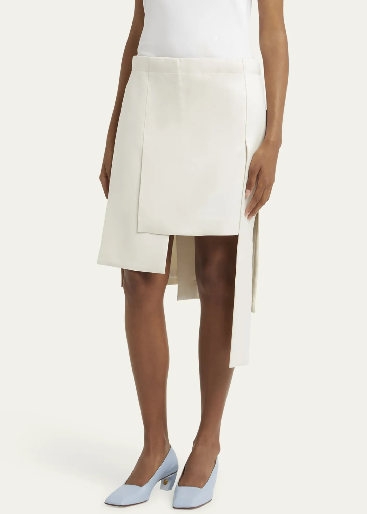 SETCHULayered Asymmetric Silk Wool Midi Skirt