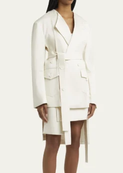 SETCHUNo Collar Origami Belted Wool Jacket