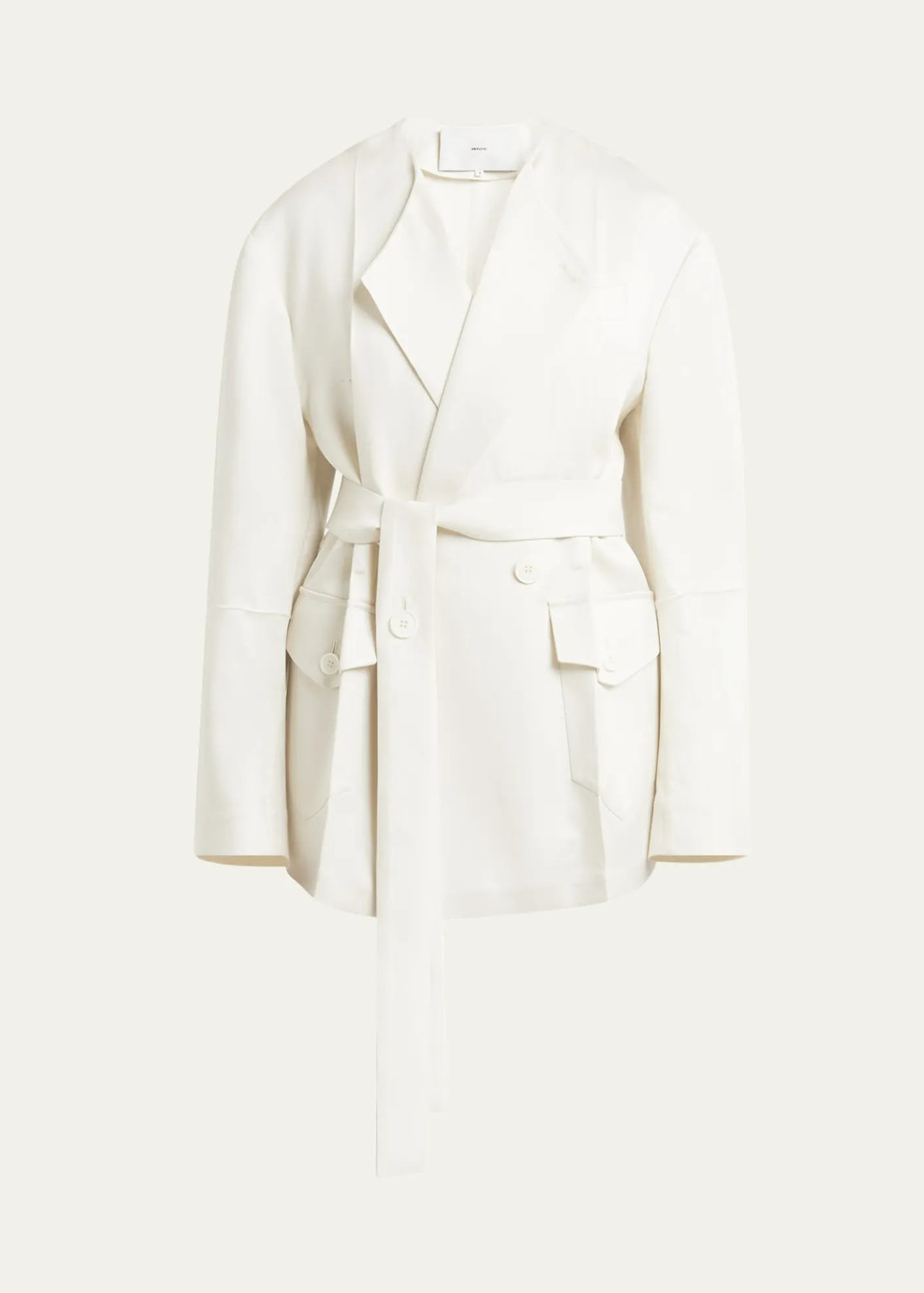 SETCHUNo Collar Origami Belted Wool Jacket