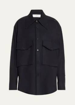 SETCHUOversized Button Down Wool Cashmere Top
