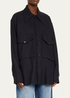 SETCHUOversized Button Down Wool Cashmere Top