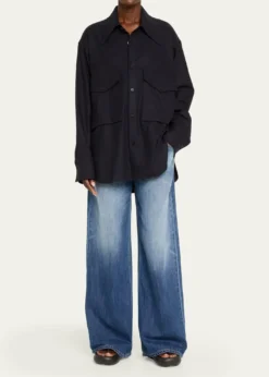 SETCHUOversized Button Down Wool Cashmere Top