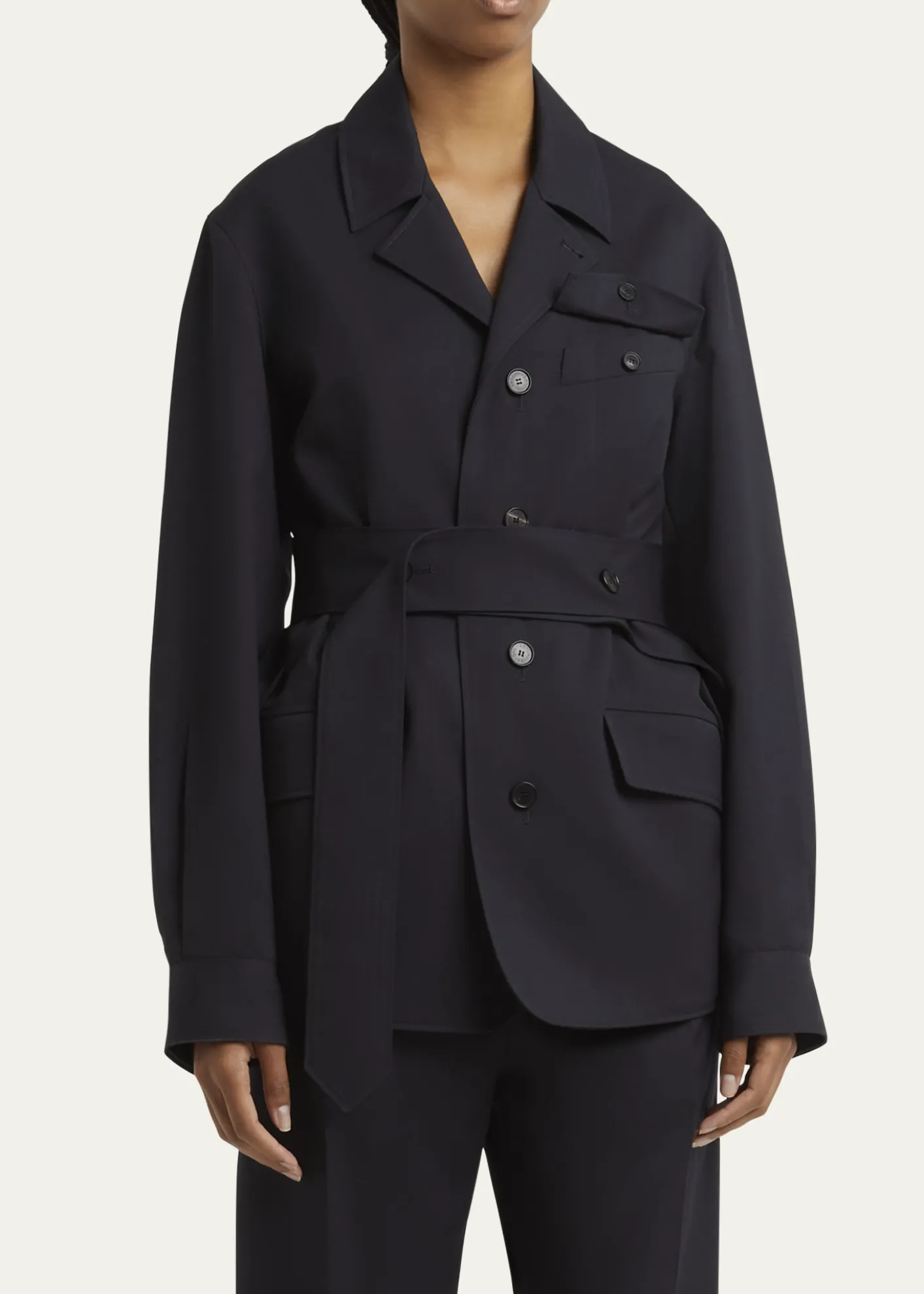 SETCHUTravel Self-Tie Wool Gabardine Safari Jacket