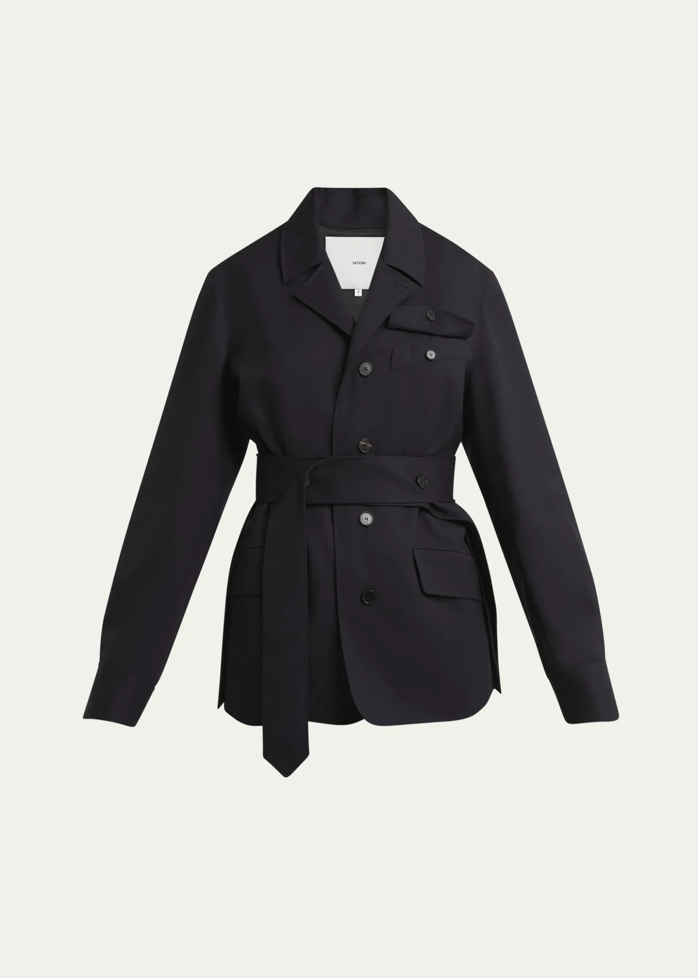SETCHUTravel Self-Tie Wool Gabardine Safari Jacket