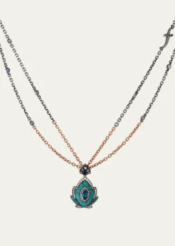 Sevan Bicakci24K Yellow Gold Blue Topaz Micro Mosaic Pendant Necklace with Diamonds