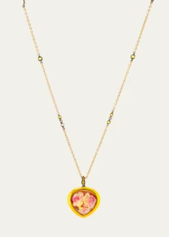 Sevan Bicakci24K Yellow Gold Diamond and Sapphire Floral Artwork Pendant Necklace