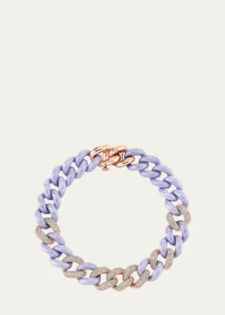 SHAY18K Rose Gold Pavé Diamond & Lavender Ceramic Essential Link Bracelet