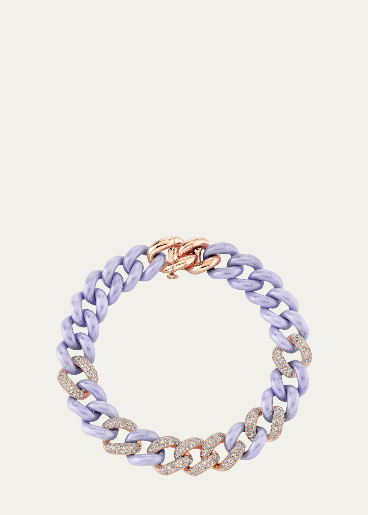 SHAY18K Rose Gold Pavé Diamond & Lavender Ceramic Essential Link Bracelet
