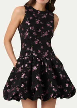 ShoshannaRaffaella Velvet Jacquard Bubble Mini Dress