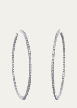 Sidney Garber18K White Gold Perfect Hoop Earrings with Diamonds