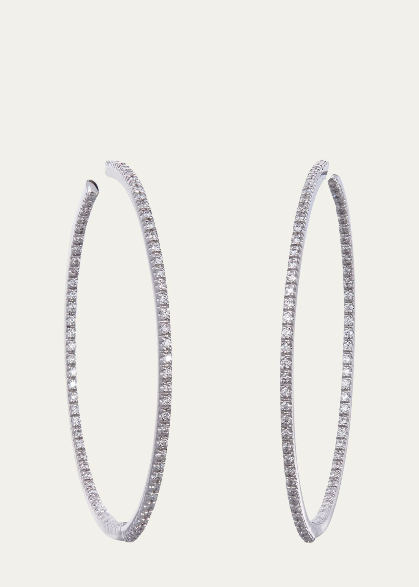 Sidney Garber18K White Gold Perfect Hoop Earrings with Diamonds