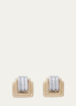 Sidney Garber18K Yellow and White Gold Square Clip Earrings