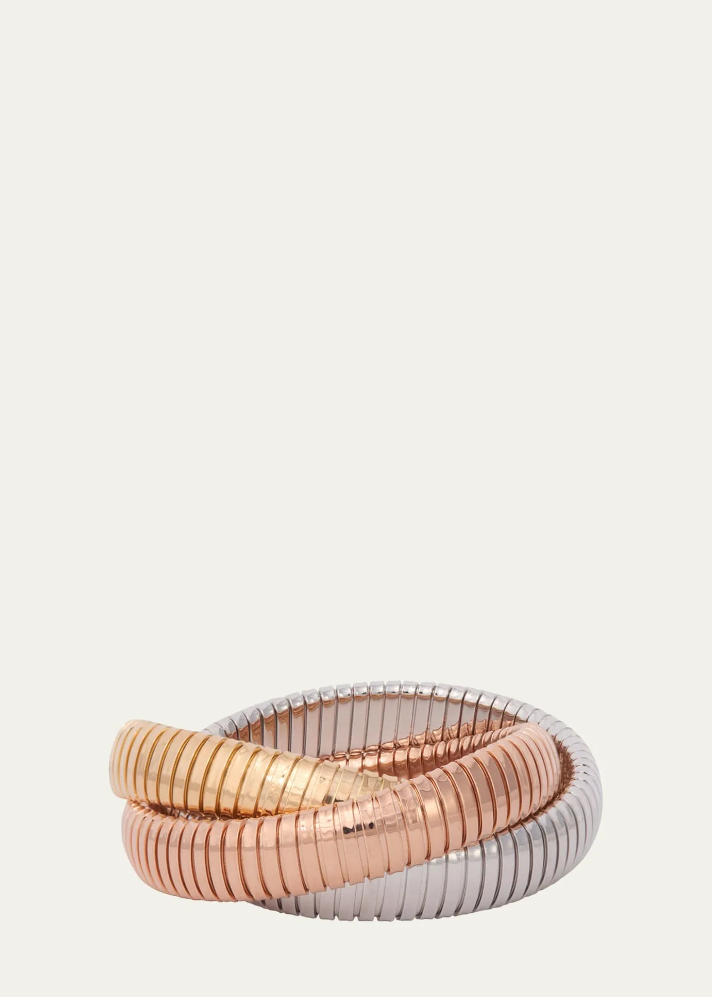 Sidney Garber18K Yellow, White and Rose Gold Rolling Bracelet