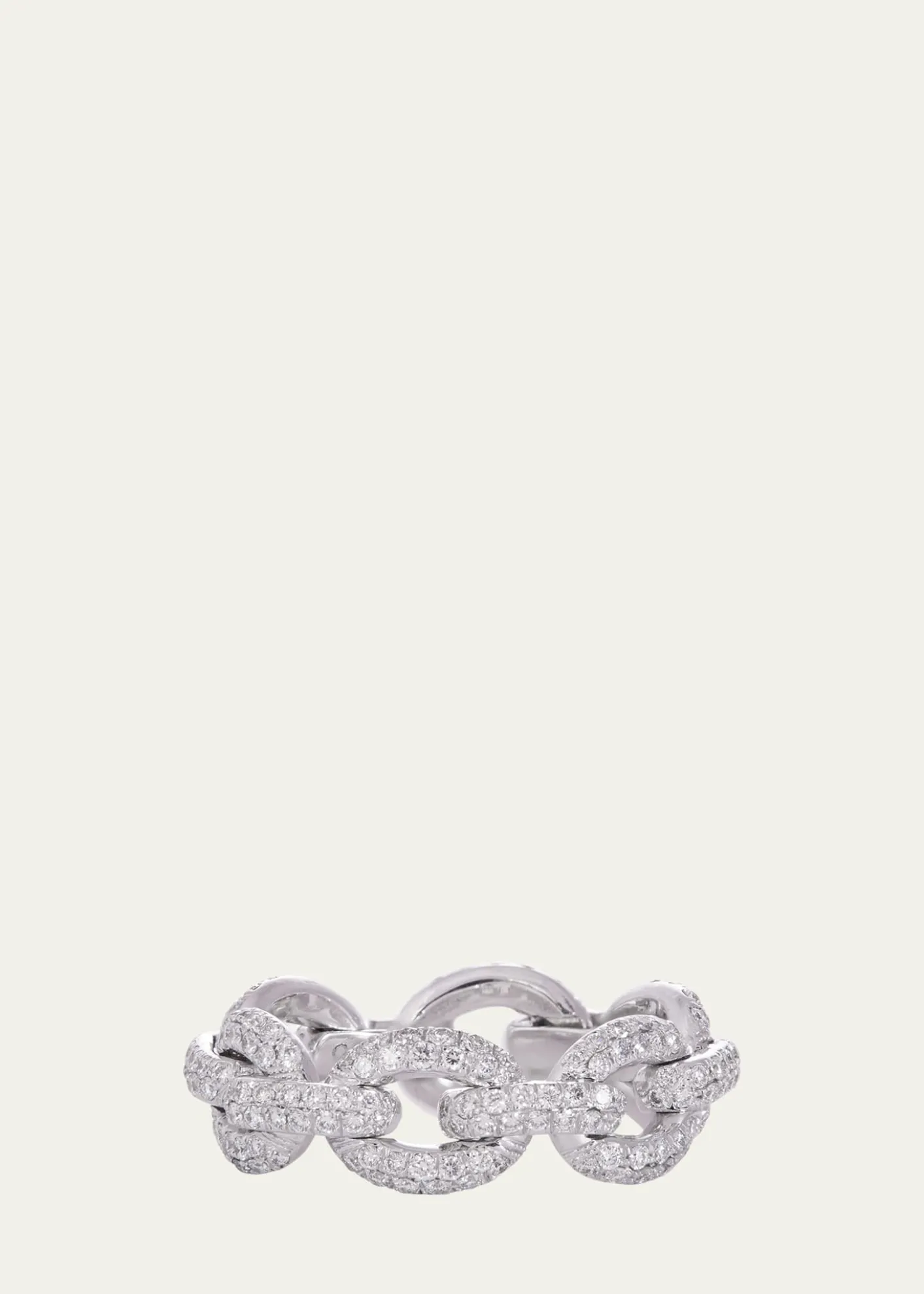 Sidney Garber18K White Gold Oval Link Ring, Size 5.5