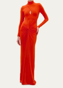 Silvia TcherassiBirdy Twisted Cutout Long-Sleeve Maxi Dress
