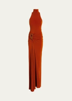 Silvia TcherassiFrances Embellished Ruched Sleeveless Maxi Dress