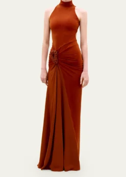 Silvia TcherassiFrances Embellished Ruched Sleeveless Maxi Dress