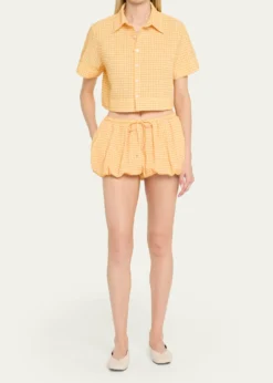 SIMKHAIAddie Textured Gingham Bubble Shorts