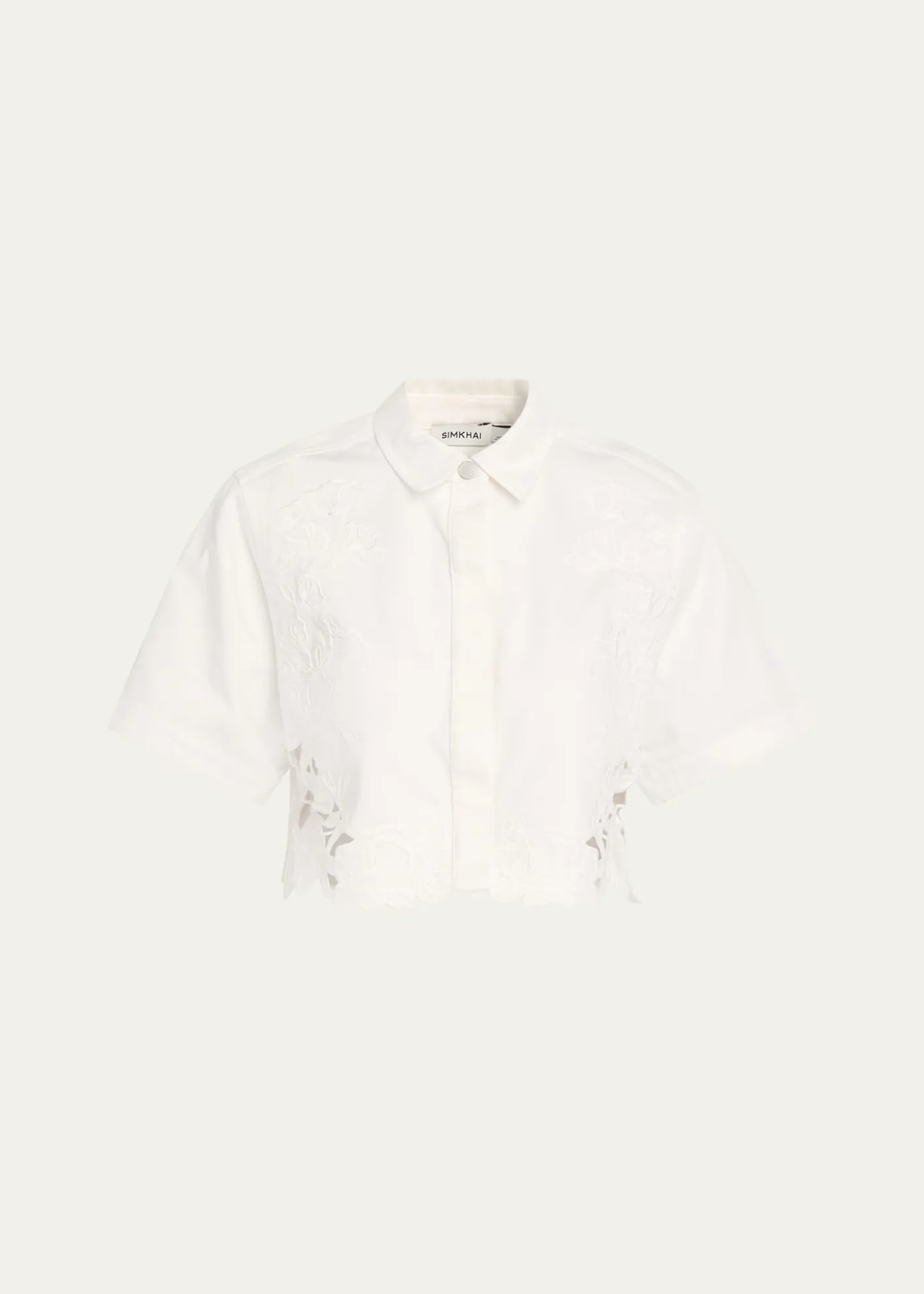 SIMKHAIAlbaine Embroidered Denim Crop Top