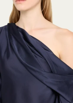 SIMKHAIAlice Draped Satin One-Shoulder Top