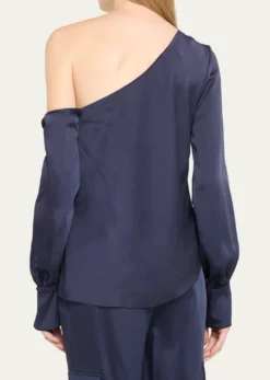 SIMKHAIAlice Draped Satin One-Shoulder Top