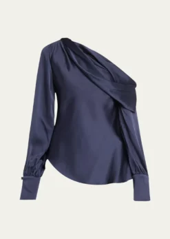 SIMKHAIAlice Draped Satin One-Shoulder Top