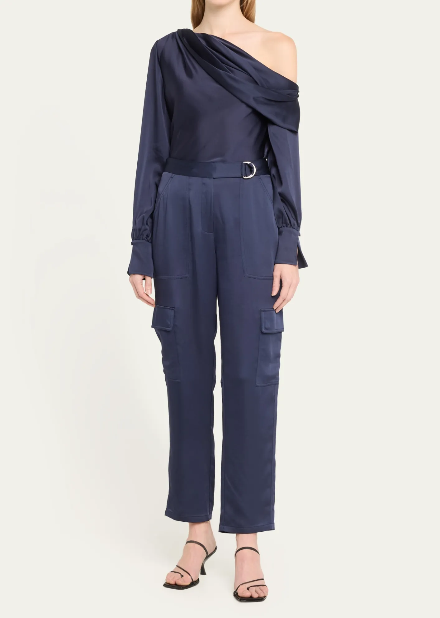 SIMKHAIAlice Draped Satin One-Shoulder Top