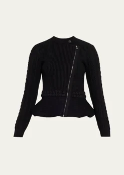 SIMKHAIAndi Mixed-Knit Cotton Peplum Jacket
