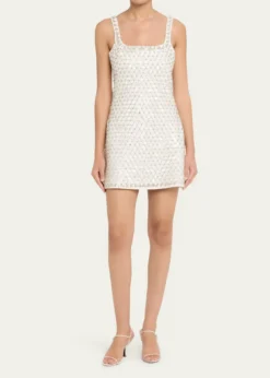 SIMKHAIBeaded Rhinestone Crepe Mini Dress
