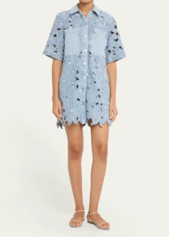 SIMKHAICalyn Embroidered Denim Mini Dress