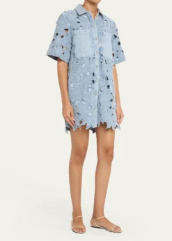 SIMKHAICalyn Embroidered Denim Mini Dress