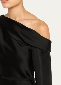 SIMKHAICameron One-Shoulder Wrap-Skirt Satin Mini Dress