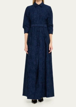 SIMKHAICourtney Belted Organza Jacquard Gown