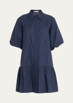 SIMKHAICrissy Puff-Sleeve Cotton Poplin Mini Shirtdress
