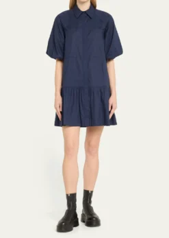 SIMKHAICrissy Puff-Sleeve Cotton Poplin Mini Shirtdress