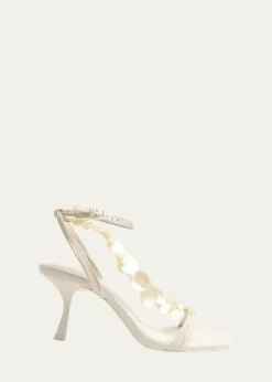 SIMKHAIElin Shell Leather Ankle-Strap Sandals