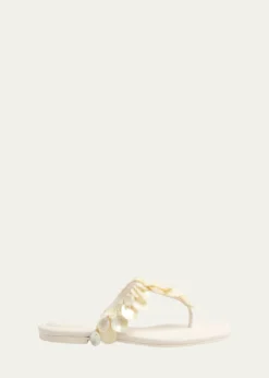 SIMKHAIElin Shell Leather Thong Sandals