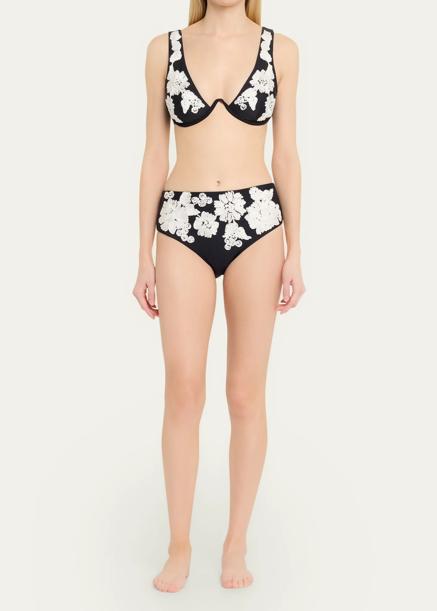 SIMKHAIFrancie Floral High-Waist Bikini Bottoms