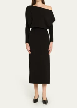 SIMKHAIJanese Off-Shoulder Wool Midi Dress