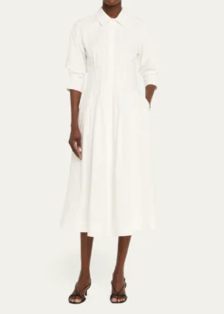 SIMKHAIJazz Poplin Pintuck Midi Shirtdress