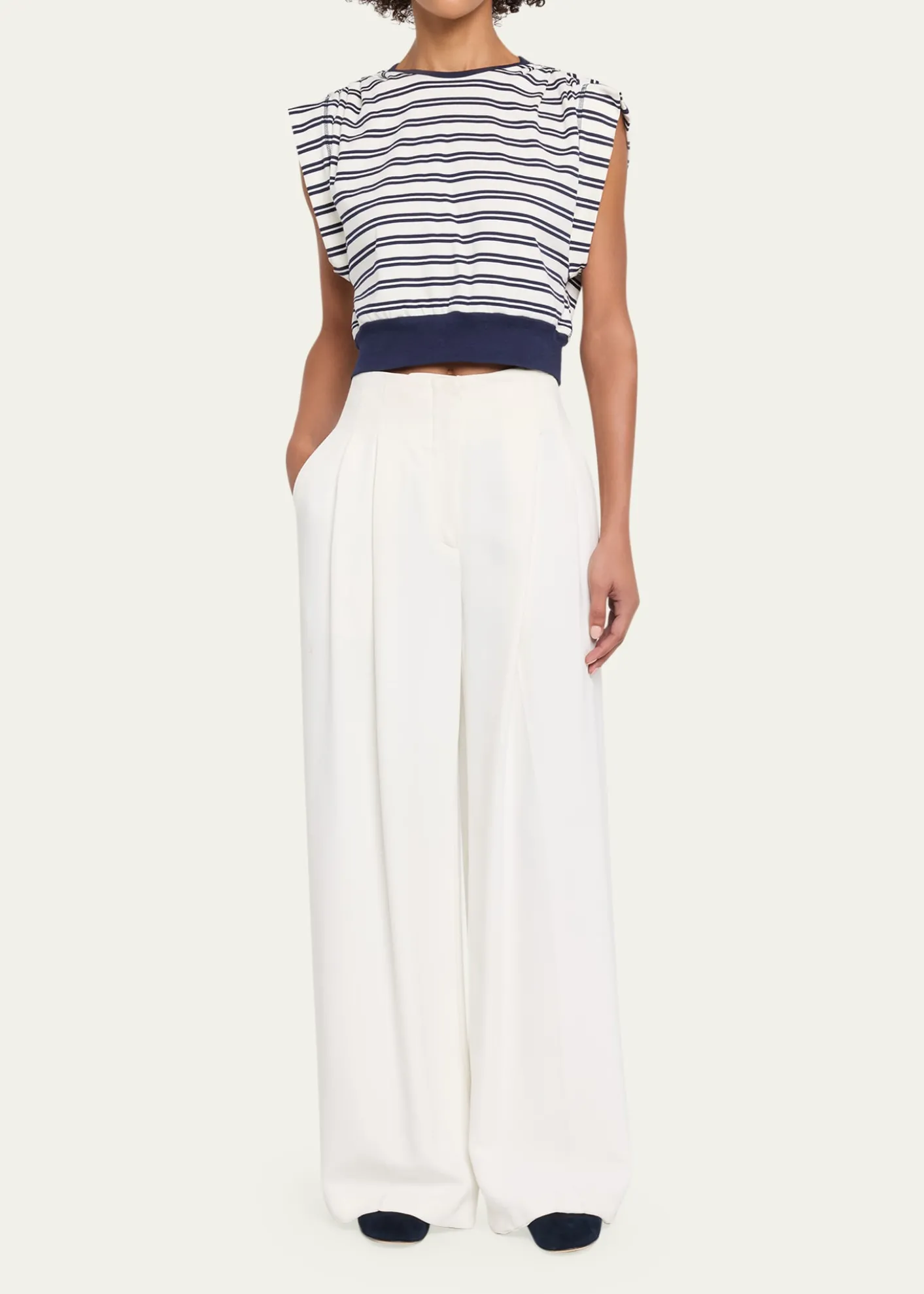 SIMKHAIJoie Striped Cotton-Jersey Top