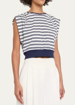 SIMKHAIJoie Striped Cotton-Jersey Top