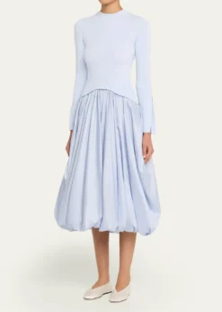 SIMKHAIKenlie Long-Sleeve Bubble Midi Dress
