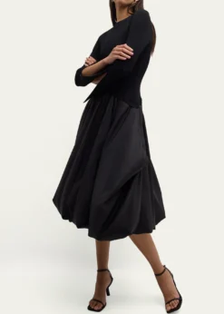 SIMKHAIKenlie Mixed Media Bubble Midi Dress