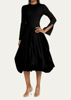 SIMKHAIKenlie Mixed Media Bubble Midi Dress