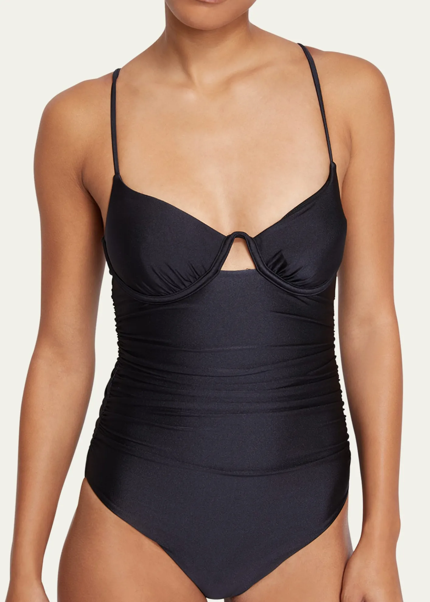 SIMKHAILaine Draped Satin Underwire One-Piece Swimsuit