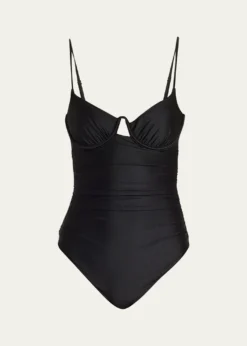 SIMKHAILaine Draped Satin Underwire One-Piece Swimsuit